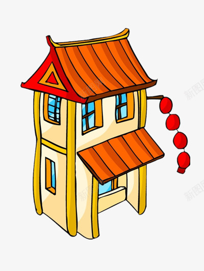 关于卡通的彩色房子png免抠素材_新图网 https://ixintu.com 复古 彩色 房子 红灯笼