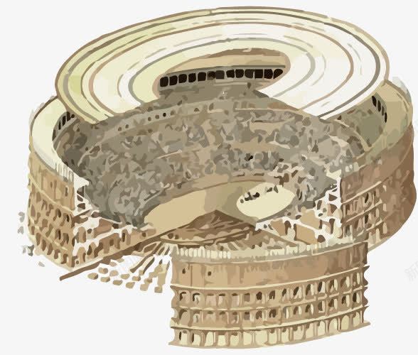 手绘罗马竞技场png免抠素材_新图网 https://ixintu.com 古竞技场 名胜古迹 建筑 意大利 斗兽场 竞技场 罗马 罗马竞技场