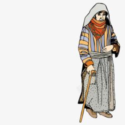 拄拐杖的黎巴嫩老妇人素材