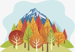 秋日装饰插图树林与山素材