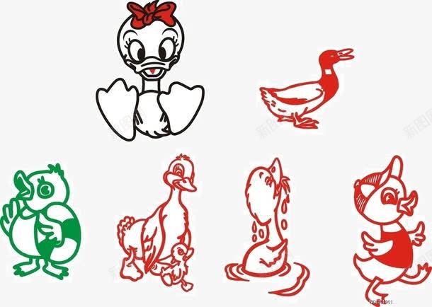小鸭子手绘png免抠素材_新图网 https://ixintu.com 卡通 小鸭子 手绘 红色