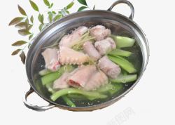 干锅清汤青菜梗炖排骨素材