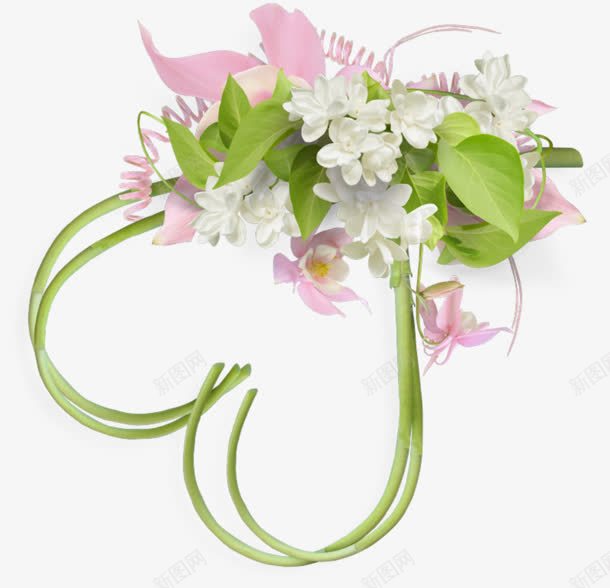 唯美粉色白色爱心花朵png免抠素材_新图网 https://ixintu.com 爱心 白色 粉色 素材 花朵