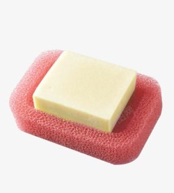 粉色海绵海绵肥皂盒高清图片