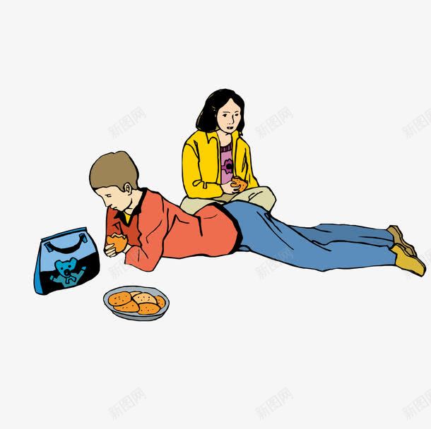 趴在地上吃东西的男子png免抠素材_新图网 https://ixintu.com 包包 男子 趴着 食物