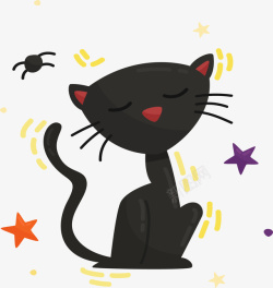 可爱的万圣节黑猫矢量图素材