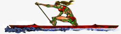 彩色手绘划船运动奥运会素材