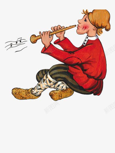 吹笛子的小男孩png免抠素材_新图网 https://ixintu.com 人物 卡通 图片