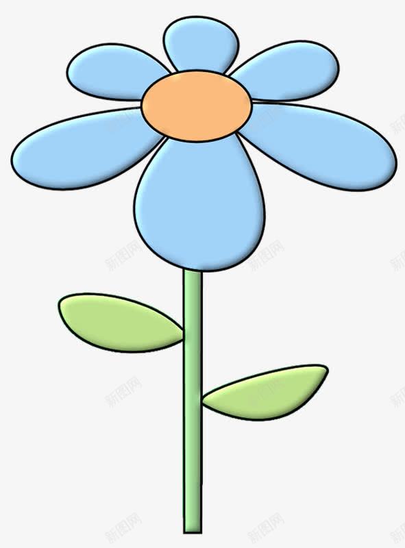 一朵蓝色的花png免抠素材_新图网 https://ixintu.com 卡通 植物 花