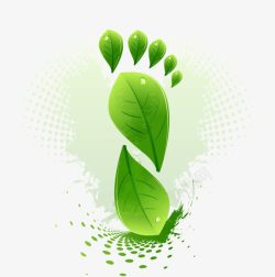 绿色树叶脚丫装饰图案素材