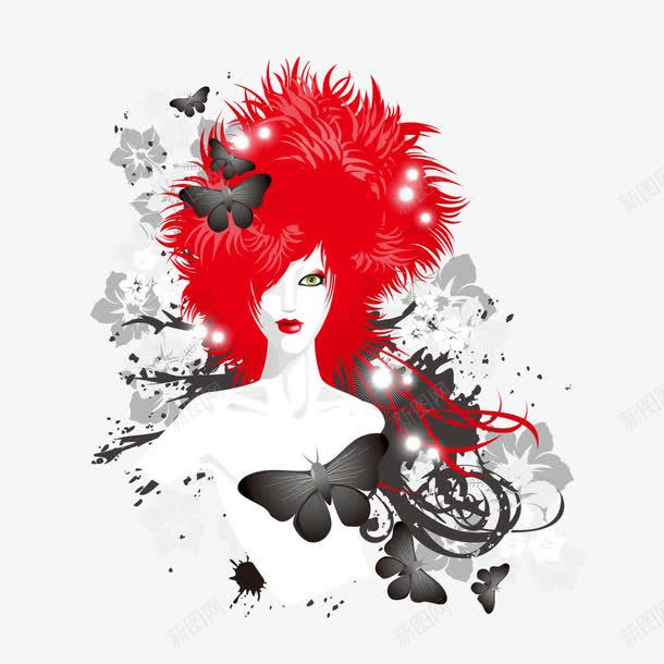 非主流的女人png免抠素材_新图网 https://ixintu.com 女人 红色 红色发型 非主流 非主流素材