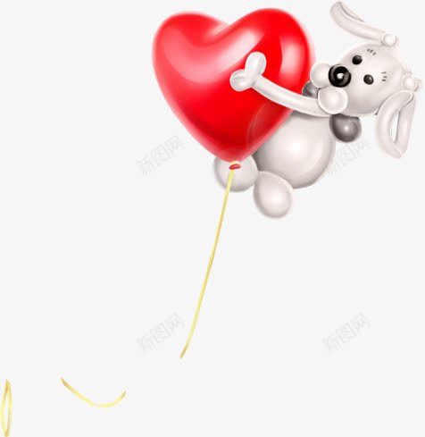 卡通爱心气球可爱的小狗png免抠素材_新图网 https://ixintu.com 动漫动画 卡通手绘 可爱的小狗 爱心气球 红色 艺术