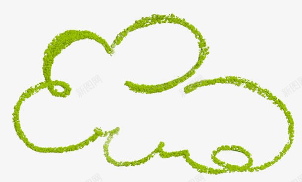 卡通绿色线条云朵png免抠素材_新图网 https://ixintu.com 小清新 线条 绿色 边框装饰