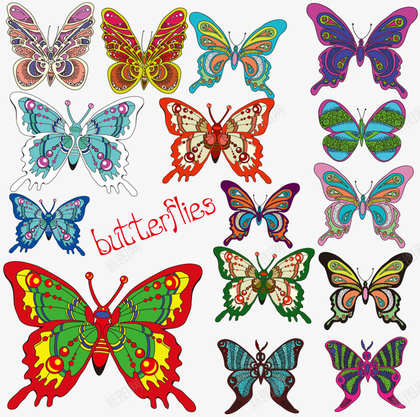 彩色的花蝴蝶矢量图ai免抠素材_新图网 https://ixintu.com butterflies 源文件 蝴蝶 矢量图