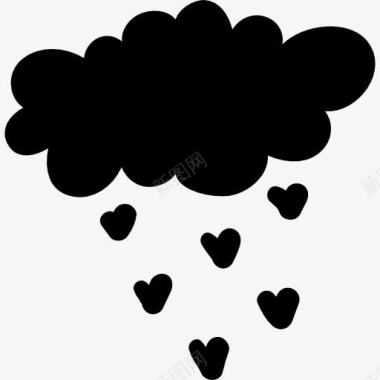 云下雨的心的形状图标图标