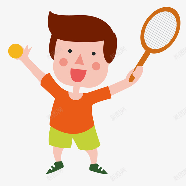 打网球的男孩矢量图ai免抠素材_新图网 https://ixintu.com 男孩 网球 运动 矢量图