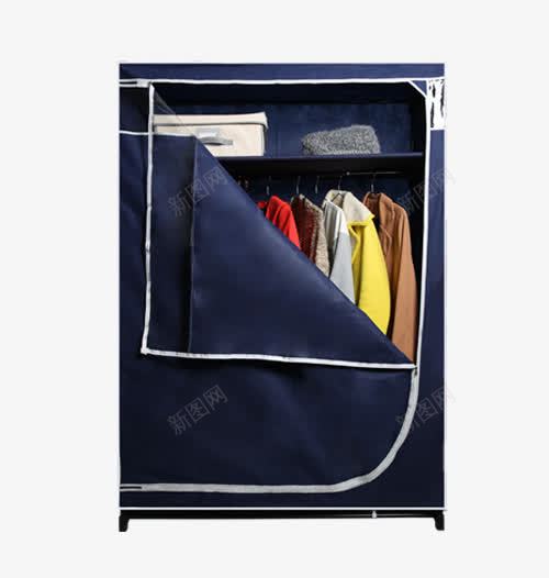蓝色储物衣橱png免抠素材_新图网 https://ixintu.com 产品实物 储物衣橱 布艺 布衣柜 布衣橱 成人衣橱 简易 蓝色 衣柜