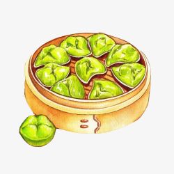 绿色的饺子皮绿豆饺子手绘画片高清图片