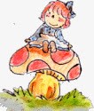 创意合成坐在蘑菇上面的小女孩素材
