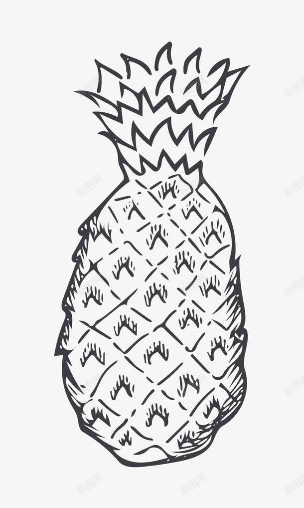卡通菠萝水果png免抠素材_新图网 https://ixintu.com 卡通 手绘 水果 菠萝 黑色