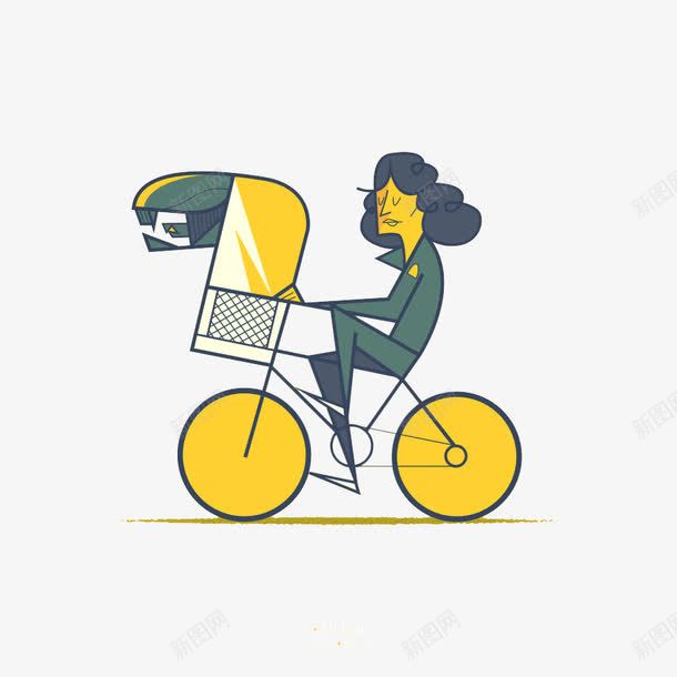 扁平化手绘自行车png免抠素材_新图网 https://ixintu.com 创意设计 卡通设计 扁平创意图