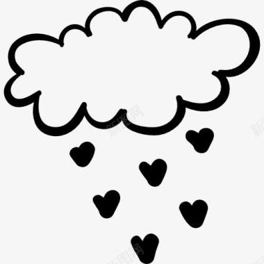 云下雨的心的形状图标图标