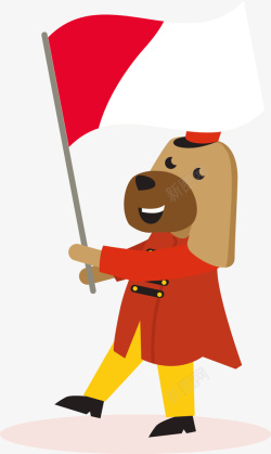 春节狗年举着旗子的小狗素材