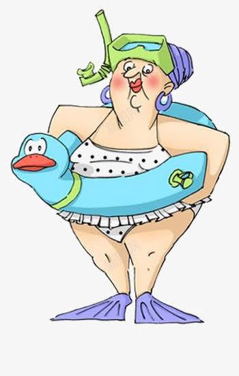 游泳的胖女人png免抠素材_新图网 https://ixintu.com 可爱 女人 手绘 泳圈 胖胖的