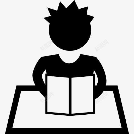男孩读图标png_新图网 https://ixintu.com 书 学习 学生 孩子 教育 教育的书 研究 读书