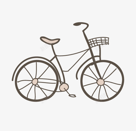 简笔自行车png免抠素材_新图网 https://ixintu.com 一辆 卡通 手绘 简笔 篮子 自行车 车轮 黑色
