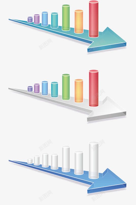 箭头柱形图png免抠素材_新图网 https://ixintu.com 矢量素材 立体柱形图 箭头