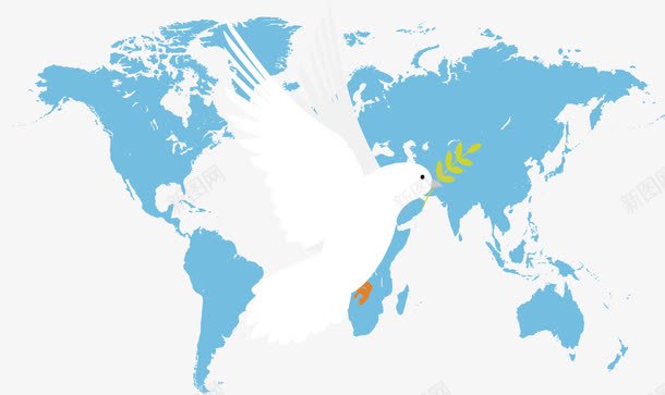 为了世界和平png免抠素材_新图网 https://ixintu.com 世界地图 世界大同 和平鸽 白色鸽子 矢量png 维护和平 蓝色地图
