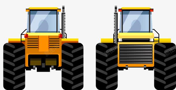 两辆拖拉机png免抠素材_新图网 https://ixintu.com 卡通 手绘 拖拉机 黄色