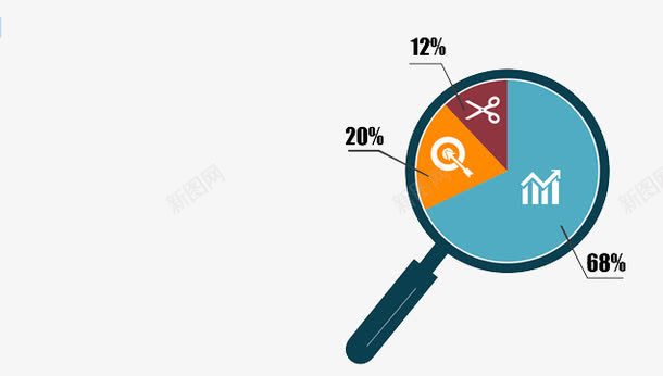 放大镜统计图png免抠素材_新图网 https://ixintu.com PPT 创意 放大镜 统计图