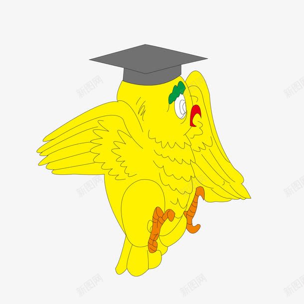 黄色的鸟博士png免抠素材_新图网 https://ixintu.com 动物 博士 卡通 黄色