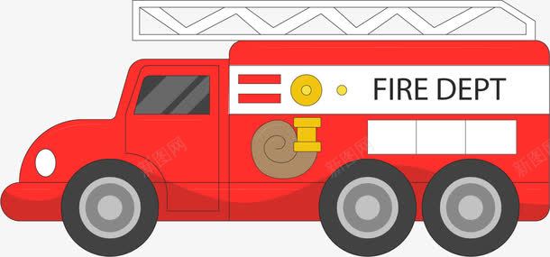 红色的消防车png免抠素材_新图网 https://ixintu.com png图形 png装饰 手绘 汽车 消防车 红色 装饰