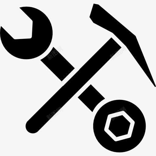 双扳手工具锤形成交叉图标png_新图网 https://ixintu.com 修理 工具 工具和器具 扳手 维修工具 自己动手 锤子