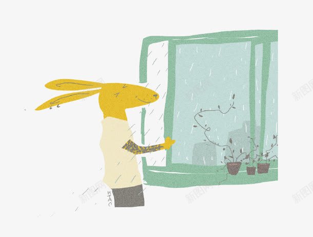 卡通淋雨袋鼠png免抠素材_新图网 https://ixintu.com 下雨 淋雨 窗户 袋鼠