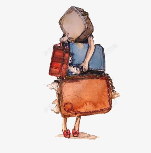 行李堆叠png免抠素材_新图网 https://ixintu.com 堆叠 女孩 彩色 行李箱 高跟鞋