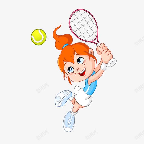 打网球的女孩png免抠素材_新图网 https://ixintu.com 卡通 网球拍 运动