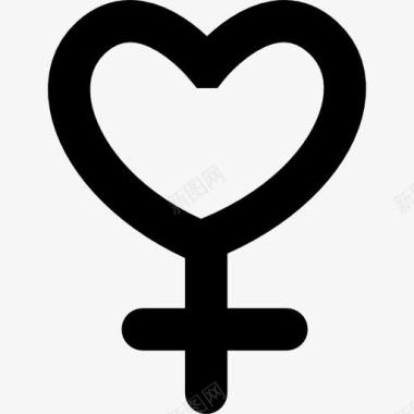 女性性别符号变异与心脏的形状图标图标