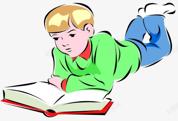 卡通阅读的男孩png免抠素材_新图网 https://ixintu.com 书籍 卡通 男孩 阅读