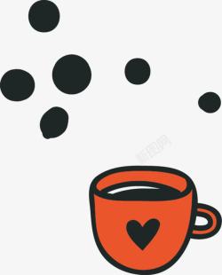 情人节卡通情侣咖啡心形元素高清图片