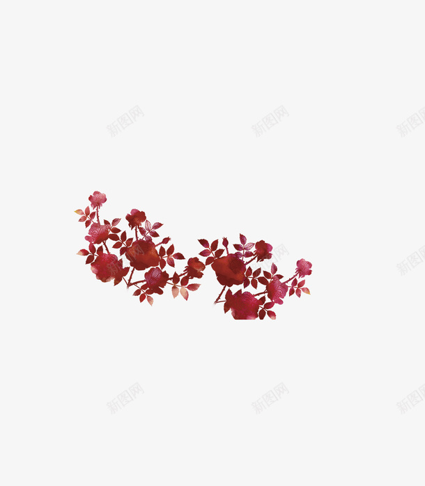 手绘花创意网png免抠素材_新图网 https://ixintu.com 创意网 植物 红叶 红色 花朵