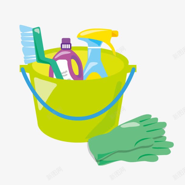 一桶清洁剂png免抠素材_新图网 https://ixintu.com 卡通 大扫除 家务