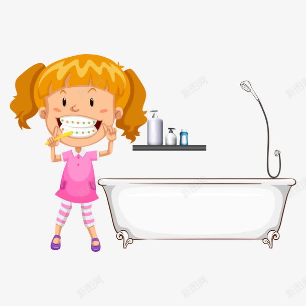 浴室刷牙png免抠素材_新图网 https://ixintu.com 刷牙 卡通人物 小孩 浴室 牙齿 牙齿健康 矢量人物
