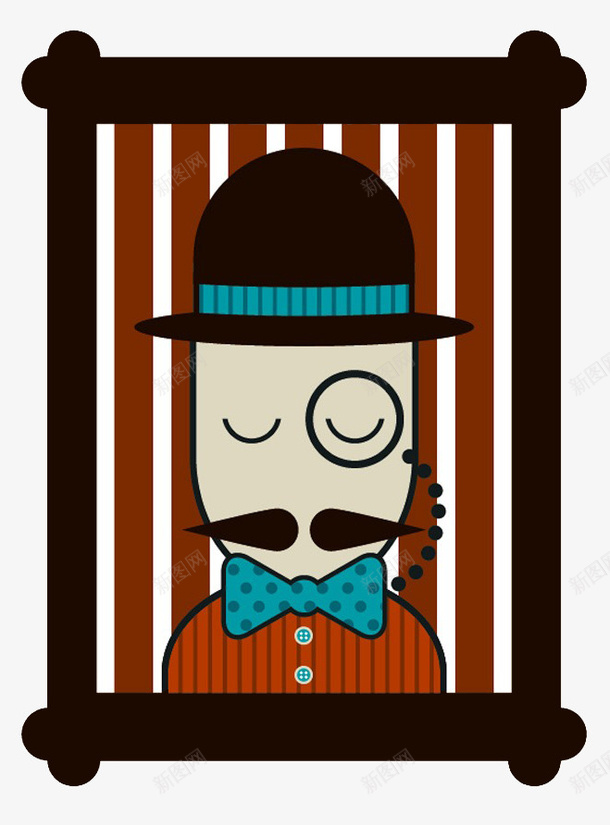 卡通人物相框psd免抠素材_新图网 https://ixintu.com 帽子 框 棕色 绅士