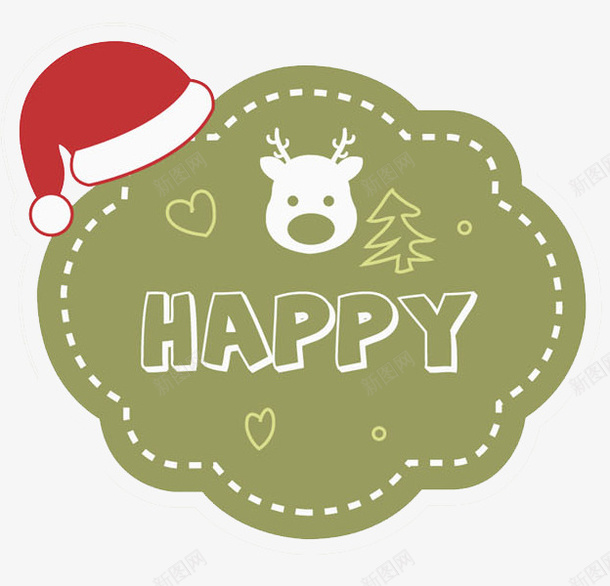 卡通绿色圣诞标签png免抠素材_新图网 https://ixintu.com 不规则图案 创意的 卡通 圣诞帽 圣诞标签 圣诞装饰 红色