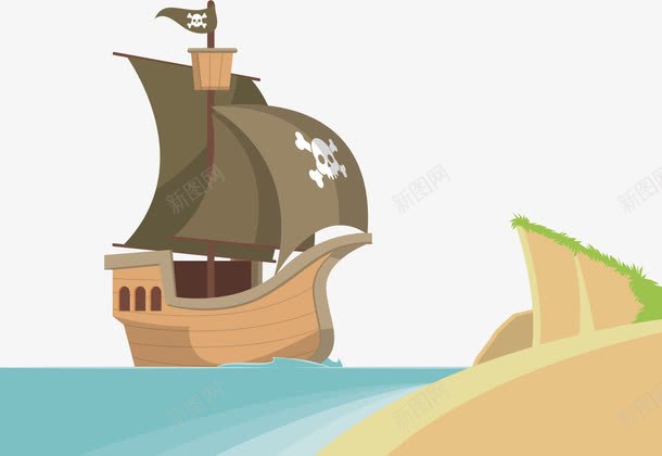 即将靠岸的海盗船png免抠素材_新图网 https://ixintu.com 冒险岛 即将靠岸 海盗船 矢量素材 黑色海盗旗