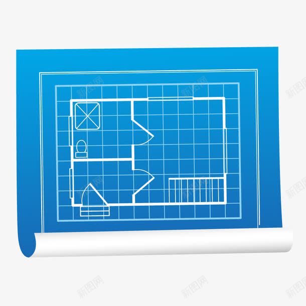 蓝色渐变工程纸png免抠素材_新图网 https://ixintu.com 图纸 工程 渐变 渐变蓝色 蓝色 设计